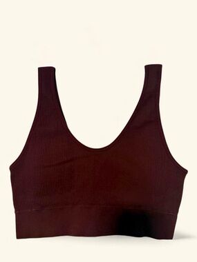 aerie Ribbed Scoop Bralette in brown